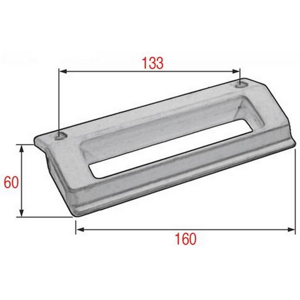Poignée grise INTERTECNICA R018515 R015898 de porte de frigo  entraxe de fixation 133 mm 
