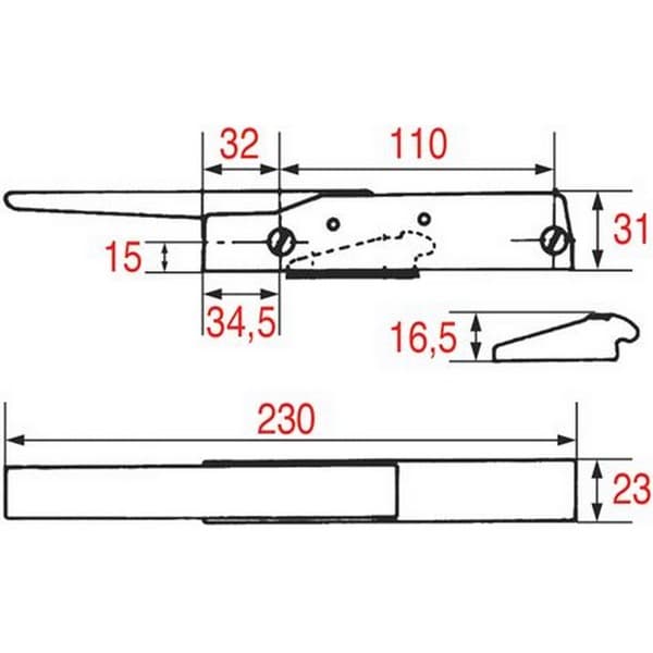 Fermeture FERMOD 005702114 570.21 570.23  de porte de frigo poignée chromée 570 570.21 0057021 entraxe 110 mm  PIECE D'ORIGINE