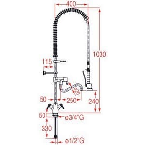 Douche vaisselle KLARCO 3S.2403.19N.KC9 3S.2403.S1.K49 STYL 1080 mm PIECE D'ORIGINE